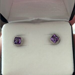 Amethyst earrings in sterling silver. 6mm size. Very pretty.